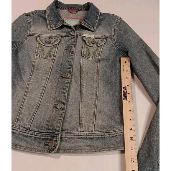 Vintage Y2K Hollister Distressed Wash Denim Button Up Jacket Medium... - Picture 5 of 9